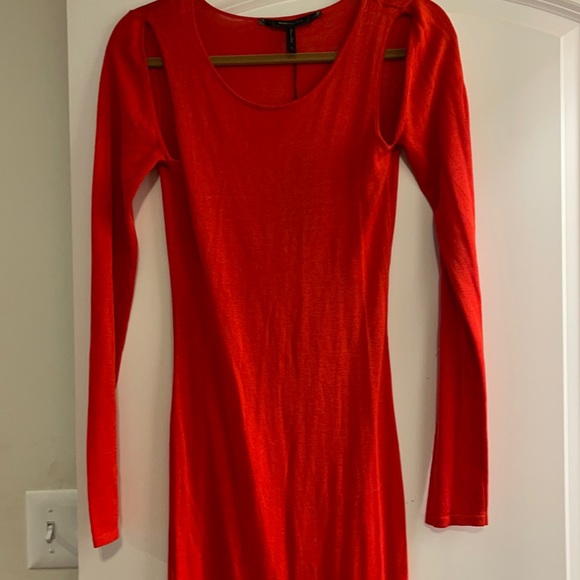 BCBG Max Azria small orange knit long with cut on top dress NWT - Picture 2 of 7